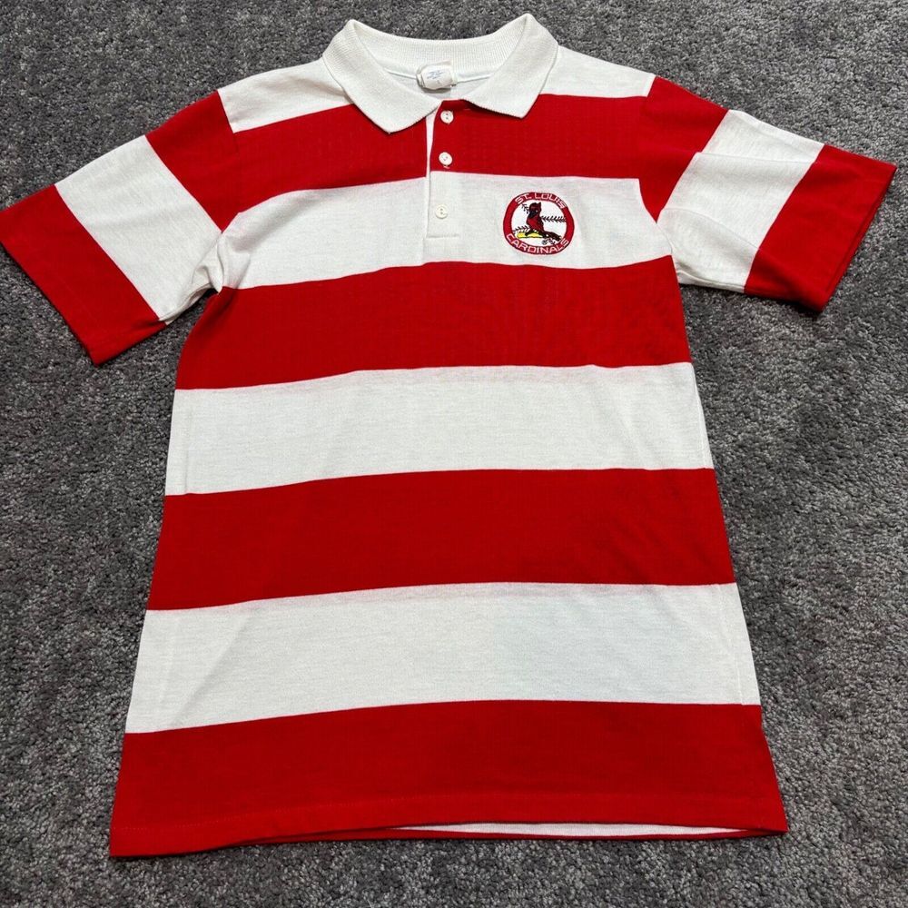 Vintage St Louis Cardinals‎ Polo Shirt Mens Small Striped Logo 7 90s